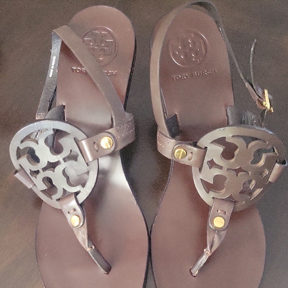 Tory Burch Dark Brown Leather Sandals
